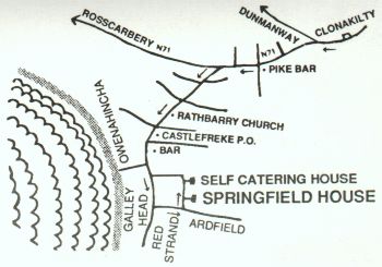 Springfield House B&B,
Kilkern, 
Rathbarry,
Castlefreke,
Clonakilty,
Co. Cork,
Irland